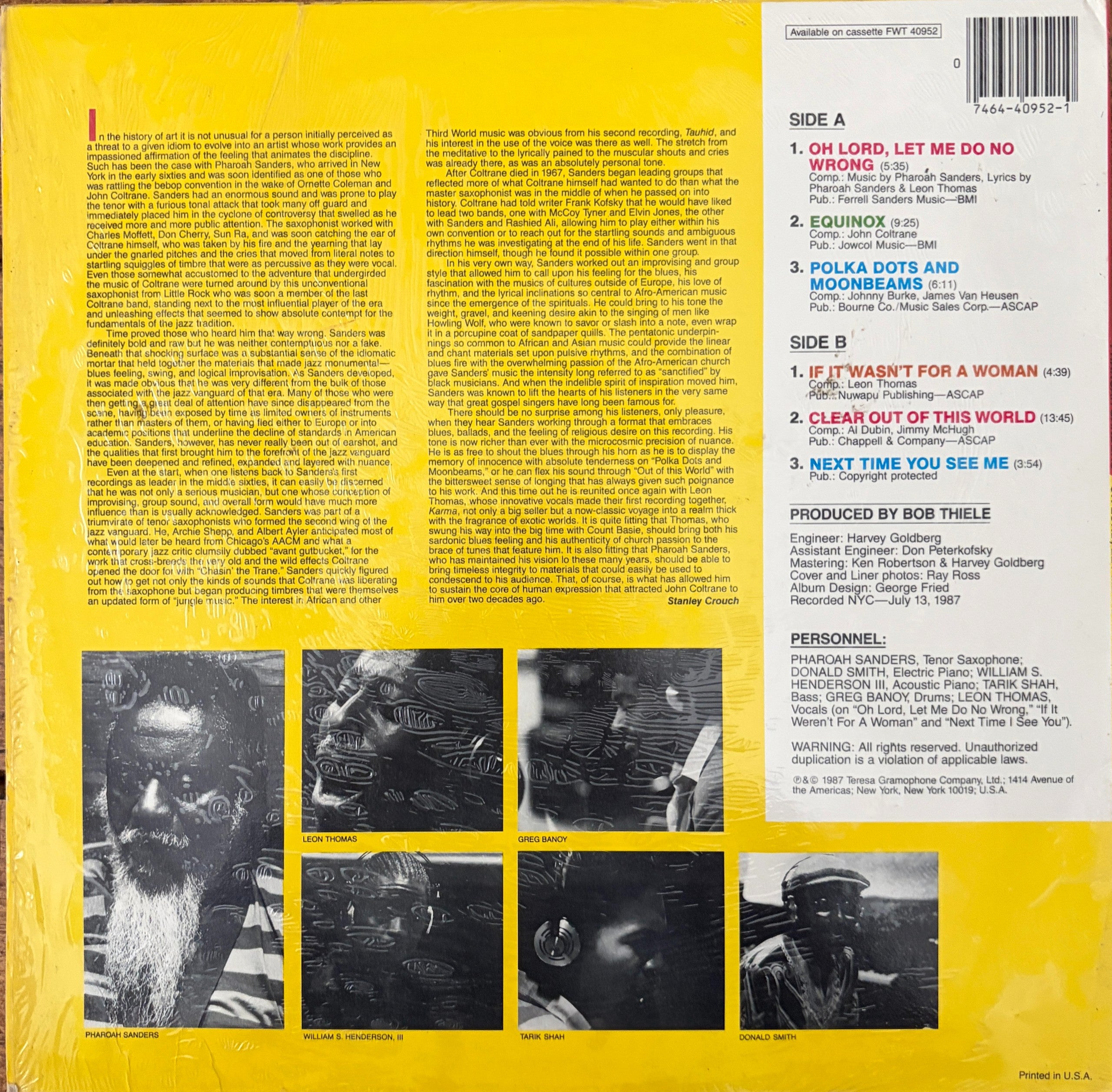 Pharoah Sanders ‎– Oh Lord, Let Me Do No Wrong
